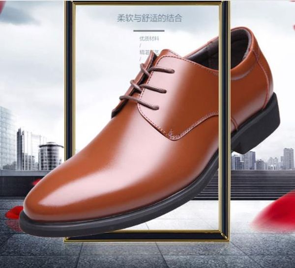 

luxury mens designer men's suit genuine leather british and korean black tip trend men's business leisure dress shoes soft-soled s