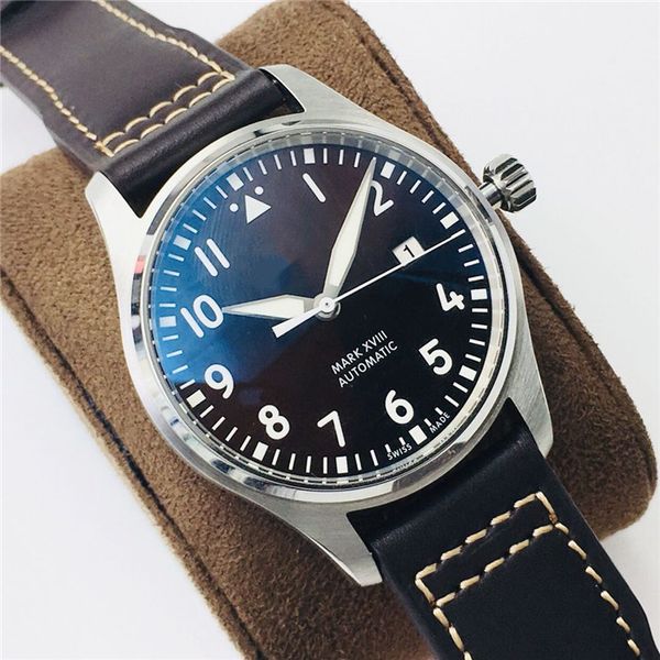 

fk factory automatic mechanical movement eta2892-a2 watch by 40mm316 fine steel leather strap with high transparent double-sided blue film, Slivery;brown
