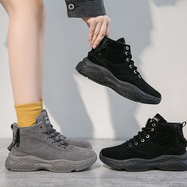 

women boots winter shoes women winter female warm botas mujer 2019 snow booties waterproof suede flock boots, Black