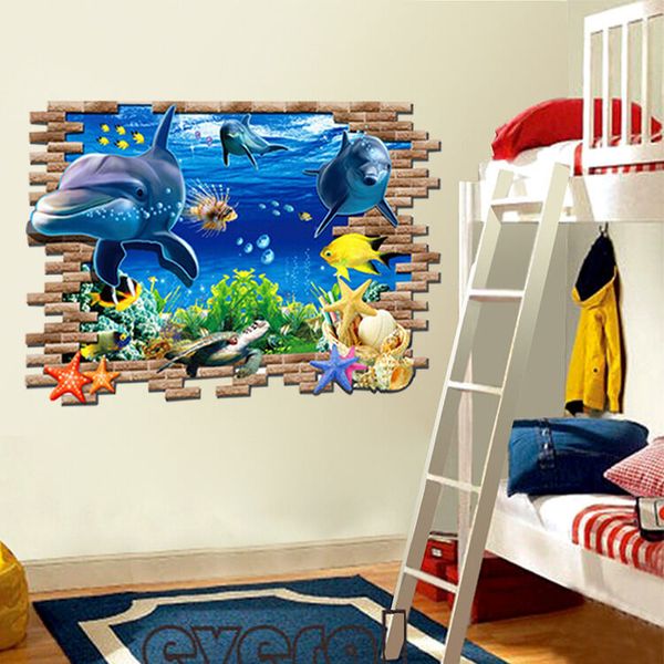 

dolphin 3d wall mural съемный стикер стены винила арт декор номеров дети