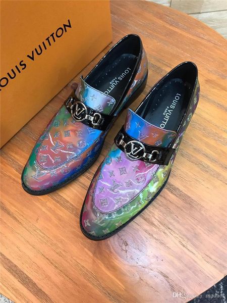 

19fw luxury brands leather fashion men business shoes wedding dress suit formal shoes men loafers slip on men shoes yetc6, Black