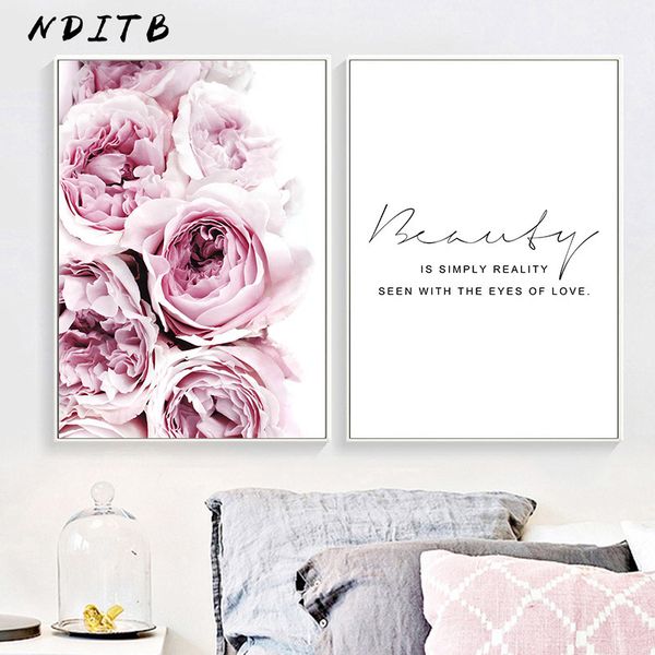 

peony flower canvas motivational poster wall art print painting nordic style wall picture living room scandinavian home decor