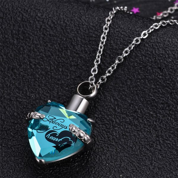 Colar do coração do parafuso do locket para mulheres luxuosas Jóias Membremo Pingente Memorial Cinzas Cinzas Urna Birthstone Colar