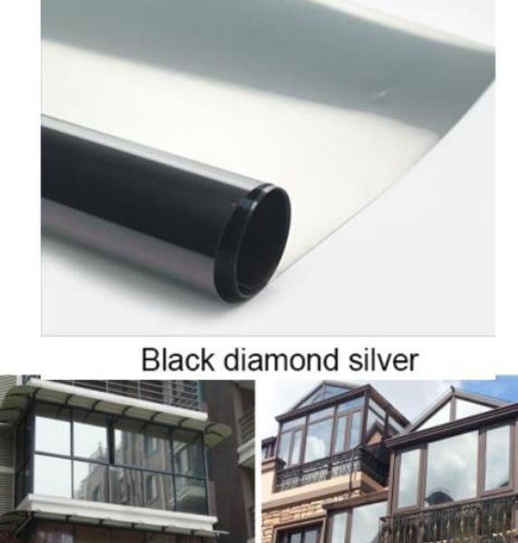 

black diamond silver waterproof window film 40/50x400cm one way mirror silver insulation stickers uv rejection privacy films
