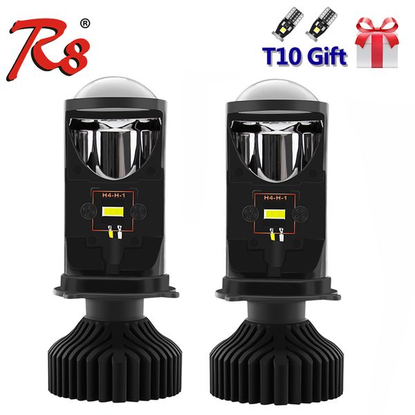 

r8 h4 9003 hb2 led headlight kit lamp with mini projector lens fan cooling 8000lm automobile hi/lo beam bulb 12v 6500k white y6d