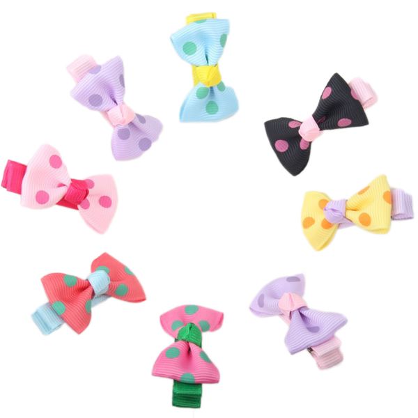 

20pcs fabric hair bows richly colored lovely polka dot hair clip barrette hairpin for baby toddler newborn