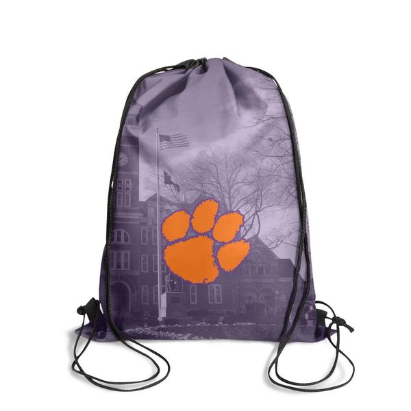 

clemson tigers football logo black and white p fashion sports belt backpack,design cool suitable for school orange purple core smoke