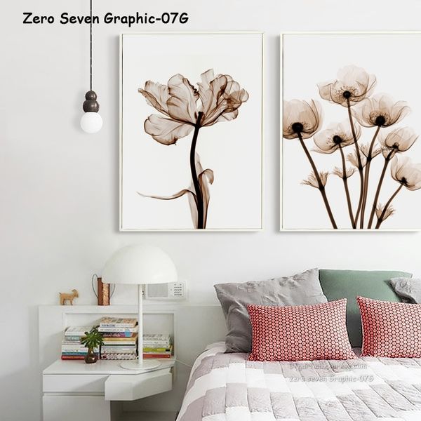 

07g abstract transparent tulip flower a4 a3 a2 canvas art painting print poster picture wall living room home decoration murals