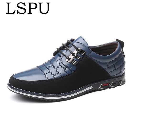 

brand lspu genuine leather men shoes lace up breathable business dress shoes for men fashion leather plus size 38-48, Black