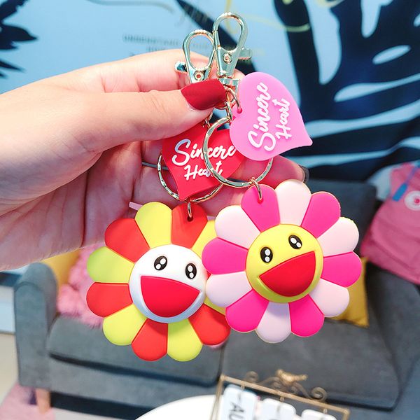 

pvc keychain man colorful key chain sun flower women key ring chain for pants kids pendant holder creative fashion brelok, Silver