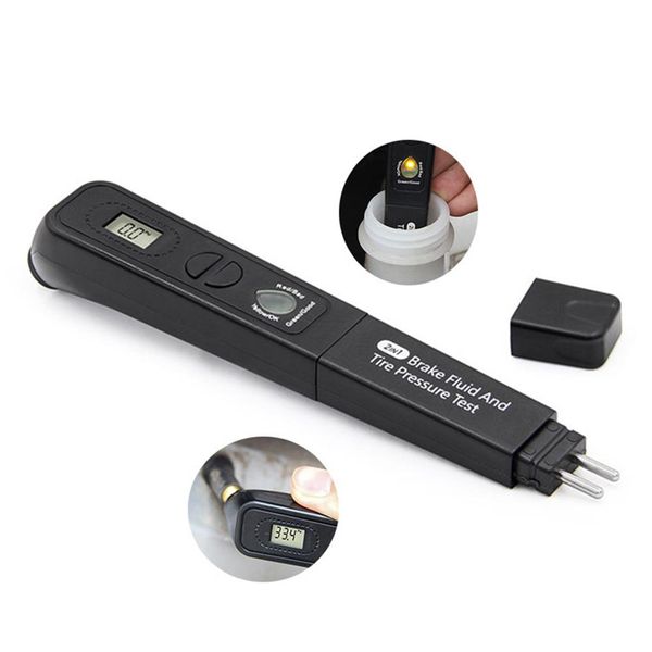 

2 in 1 brake fluid liquid tester pen with 5 led with tire pressure tester auto oil quality check analyzer detect tools