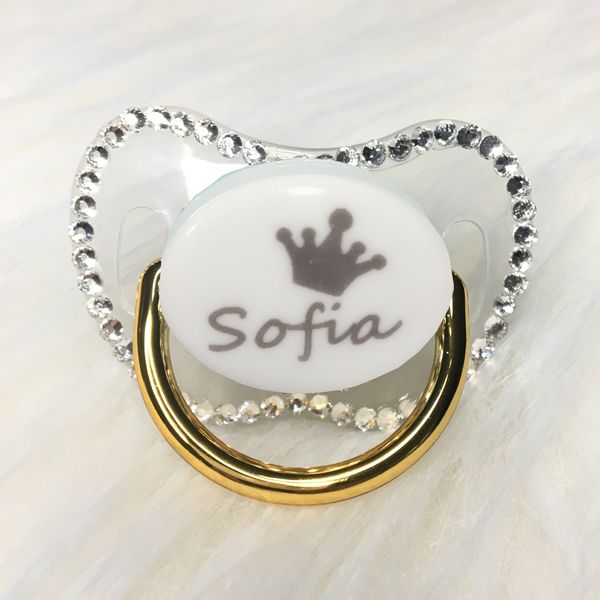 

miyocar custom any name can make gold bling rhinestone pacifier pink dummy bpa dummy bling pink baby shower pp-p