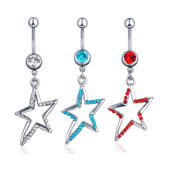 

d0625 star style belly navel button ring, Silver