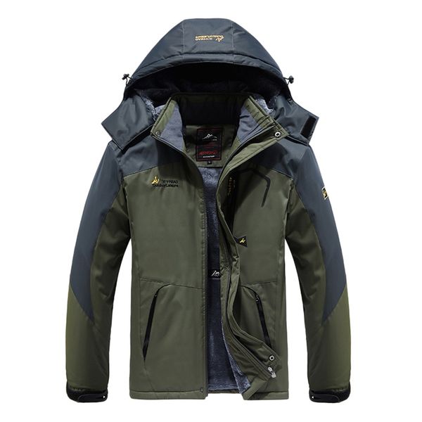 

men windbreaker hooded waterproof jacket detachable breathable sport outdoor coat softshell jacket men winter warm fleece, Blue;black