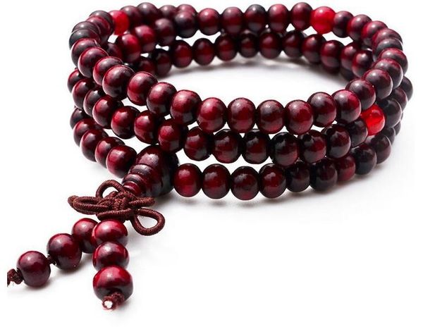 Großes 108-Perlen-Perlenarmband, Autoanhänger, Geburtsjahr, Glücksbringer, Glücksübertragung, rotes Sandelholzarmband, Wy464