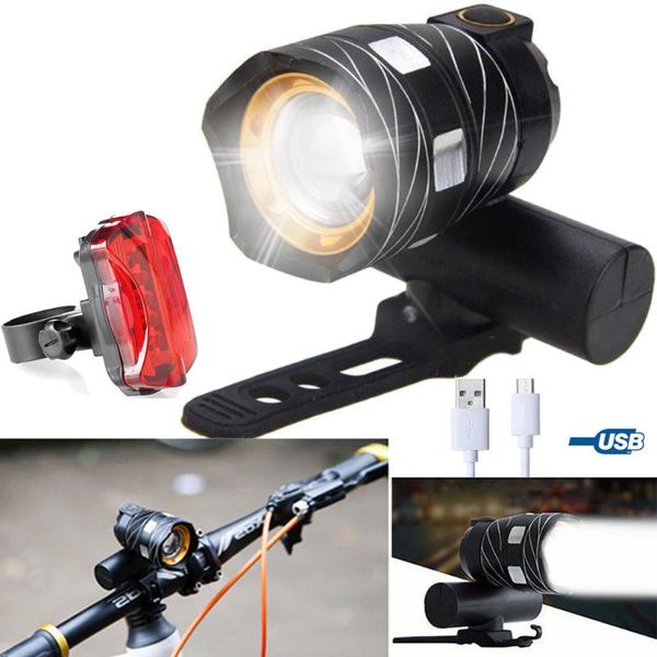 

bike lights usb rechargeable xm-l t6 led bicycle light front cycling head lamp wi