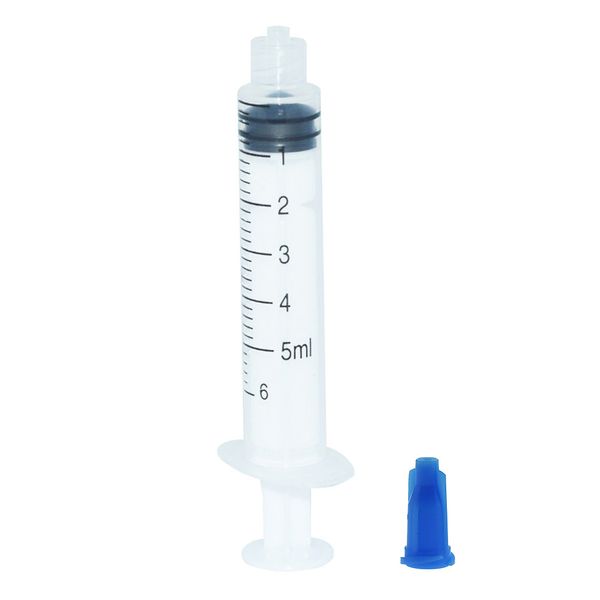 Siringhe erogatrici 5 cc 5 ml in plastica con azzurro per erogare con precisione paste sigillanti ed epossidici tappo punta confezione da 100