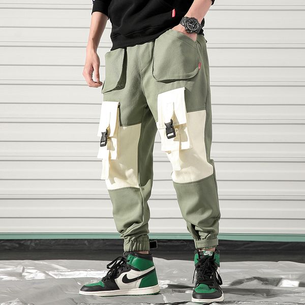 

drop-shipping ribbon baggy harem joggers cargo pants streetwear 2019 hip hop casual pockets track pants male harajuku trousers, Black
