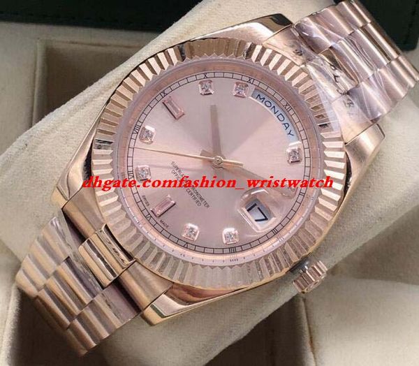 

luxury watch 41mm ii 18k rose gold mens watch diamond dial 218235 automatic fashion men's watches wristwatch, Slivery;brown