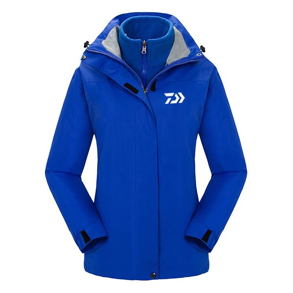 

new outdoor sport women fishing jackets autumn winter thick warm hooded fishing hiking mountaineering camping clothes, Blue;black