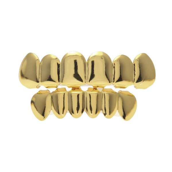 

гладкие золотые серебряные розовые позолоченные зубы grillz 6 top bottom искусственные зубные брекеты грили мужчины леди хип хоп рэпер боди, Black