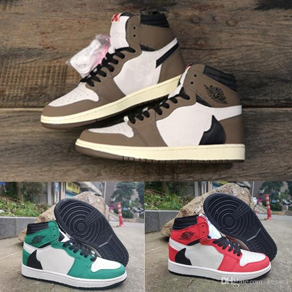 

2019 high ts sp x 1 travis scotts 1s chicago og celtics mens women basketball shoes dark mocha red green trainers sports sneakers