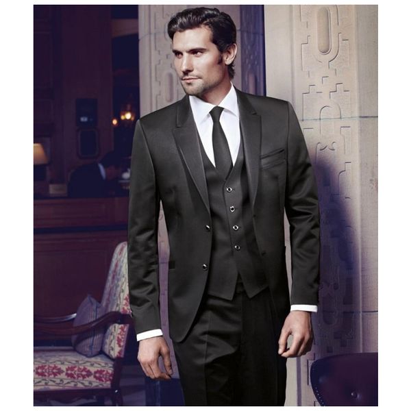 

black 3 pieces wedding suits for men (jacket+pants+vest+tie) men suits groom tuxedos groomsman, White;black