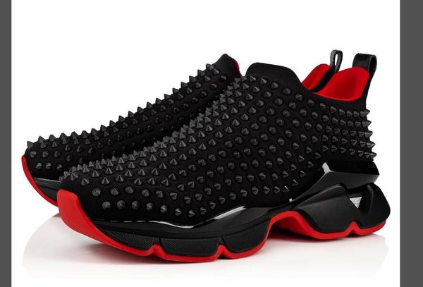 2019 Christian Louboutin Cl Red Bottom Shoes Men Low Top Sneaker Women Casual Shoes Classic Chunky Flat Sock Shoes Black Breathable Sneaker Hh2 From