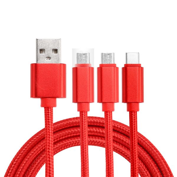

for samsung s20 s10 3 in 1 charging cable 1.2m 3a nylon braided micro usb cable one cable meets all your needs