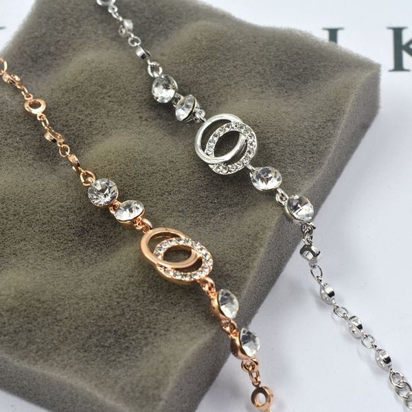 

gold-plated diamond bracelet female fashion temperament crystal bracelets wholesale, Golden;silver