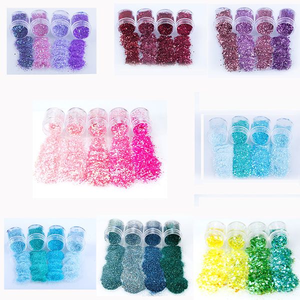 

nail art glitter 5boxes/set 3d nail art glitter mix colors sequins diy polish manicure decorations, Silver;gold