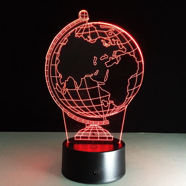 

2019 globe art stereo 3d holograma desk lampka usb powered nightlight luz de lampara led table lamp bedside lamp gift for kids