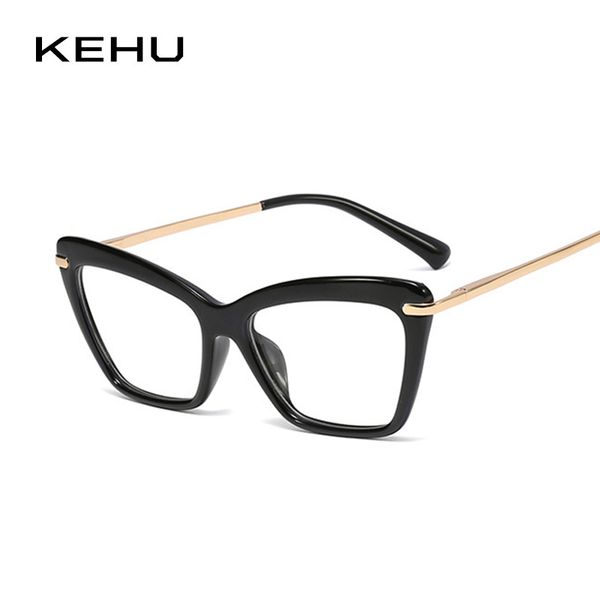 

kehu fashion cat's eye woman glasses frame literary anti-uv flat mirror can be equipped with myopia woman glasses frame kh279, Black