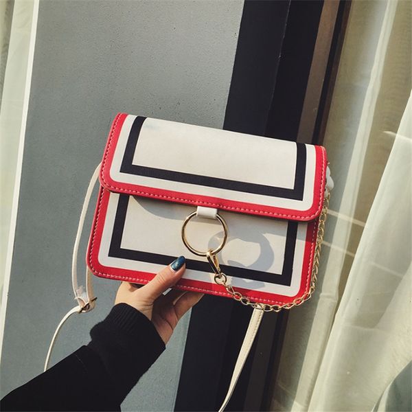 

bags for women 2019 shoulder bag ladies crossbody handbags contrast iron ring small square package chain mini student casual bag