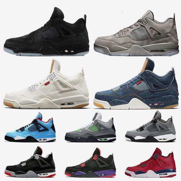 

kw black grey 4s mens basketball shoes travis scott 4 shoe raptors bred 2019 neon fiba rto tattoo mesh mens trainers sports sneakers