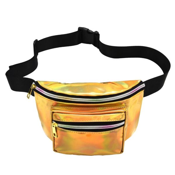 

women holographic fanny pack shiny waist bag hip purse travel bag