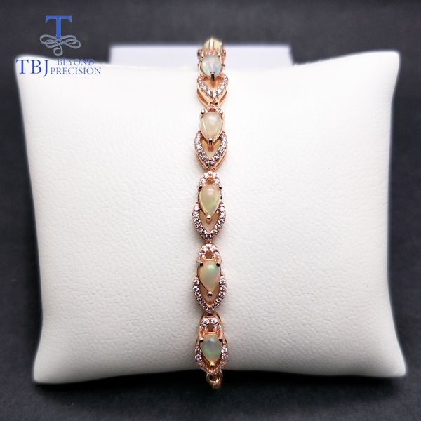 

tbj,nautral 2.8ct ethiopian opal gemstone bracelet in 925 sterling silver gemstone jewelry for girls with gift box, Golden;silver