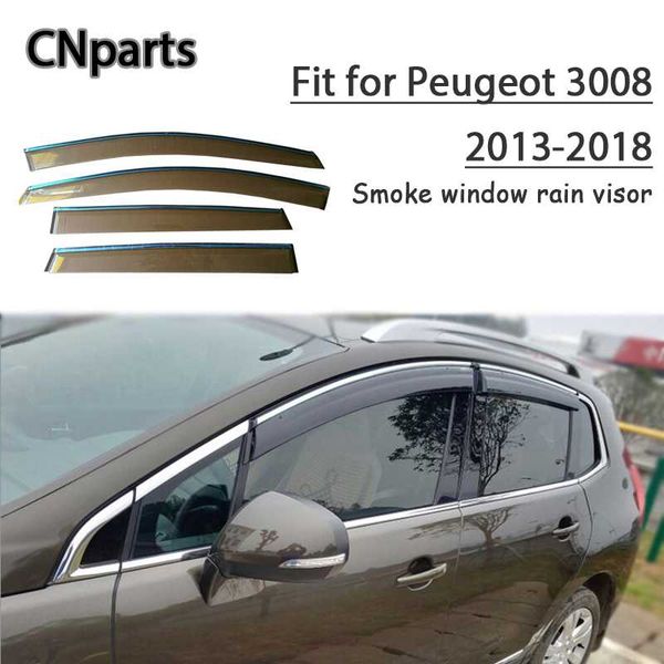 

cnparts 4шт abs для peugeot 3008 2013 2014-2018 годы автомобиля стайлинг дым window солнцезащитный козырек keep fresh air конвекционные аксе