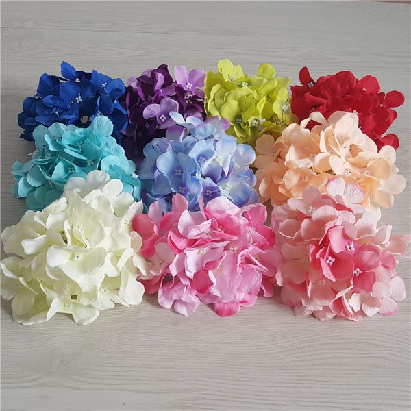 

100pcs 15cm artificial hydrangea silk flowers head for diy wedding decorations wall arch stage background sencery bouquet accessory props