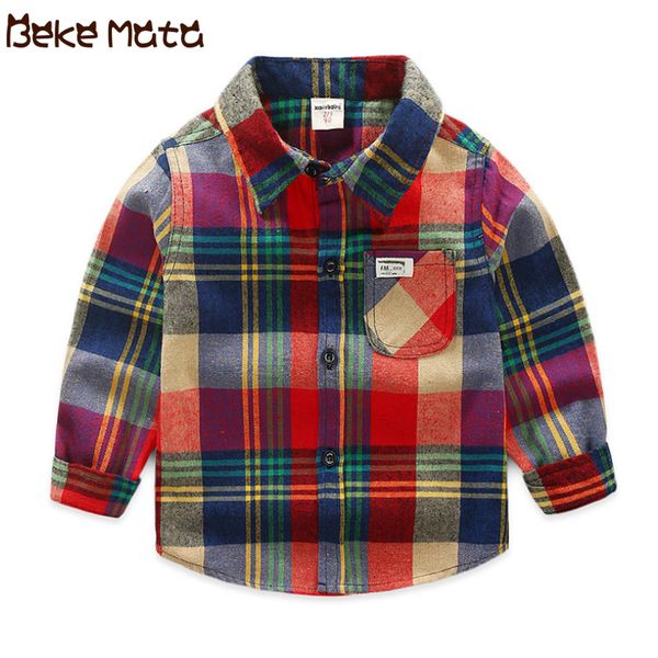 

beke mata plaid shirt for boy spring 2019 cotton toddler boy shirt long sleeve fashion kids child clothes 2-7y, White;black