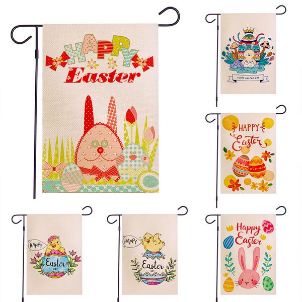 

пасхальный заяц сад флаг кролик пасхальное яйцо фестиваль во дворе патио висячие баннер флаги украшения партии двойной стороне печати льняны