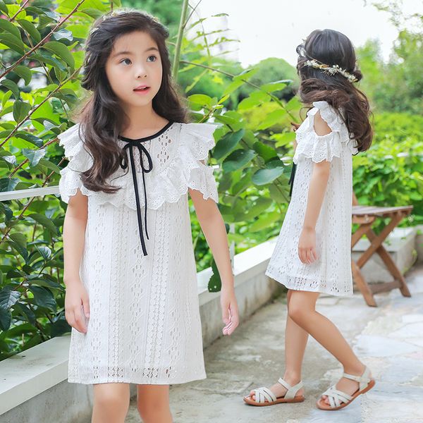 

2019 summer new children's clothing Korean princess dress girls dress big children lotus leaf lace skirt 1228, Red;yellow