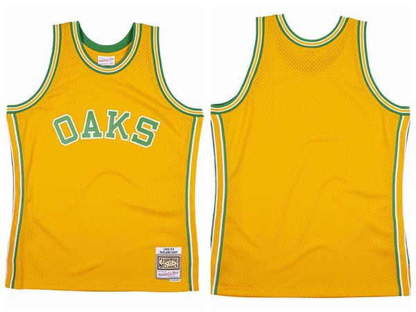 

men oakland oaks aba yellow 1968-69 mitchell & ness swingman jersey, Black;red