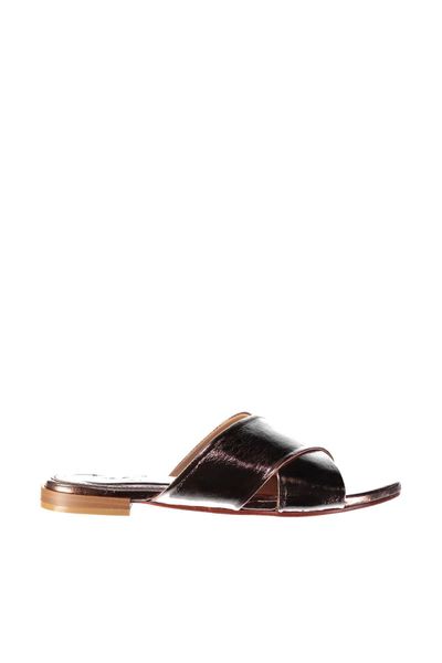 

pearl genuine leather bronze women 's slippers 120130005467, Black