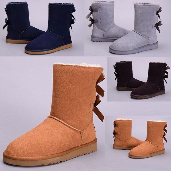 

дешевый конструктор женщин boots ргд австралийского снег зимнего boots бейли лук дети девочка мальчик тройной черное розовое хаки голеностоп, Black