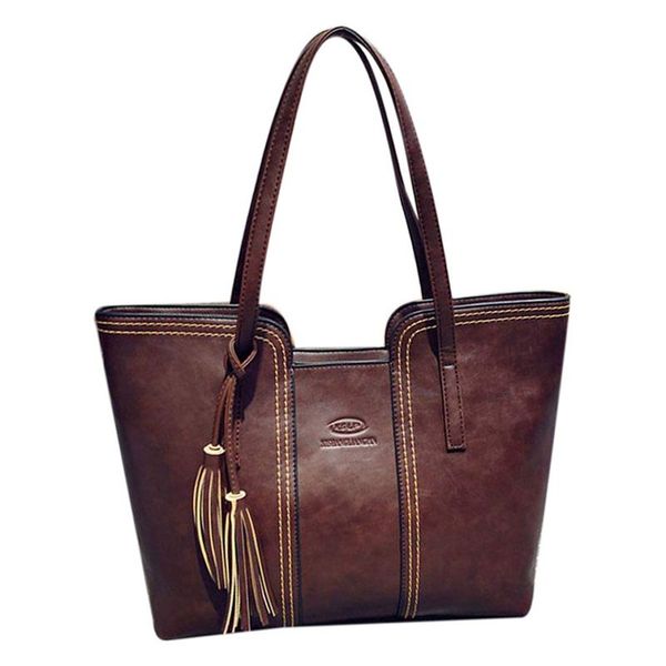 

кожа pu сумка женщина большого tote shopper плеча топ-ручка сумка, коричневая