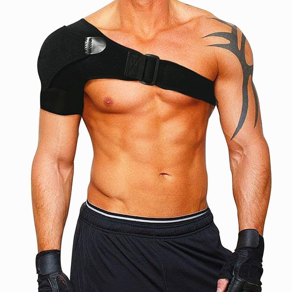 

1pc black neoprene shoulder support exercise shoulder brace with pressure pad pain ice pack compression sleeve, Black;blue