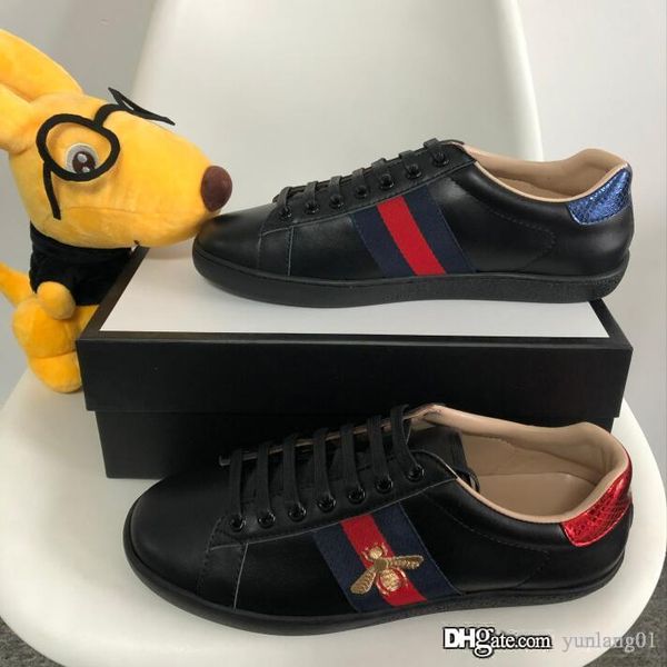 

original box new designer mens shoes with women luxury designer sneaker man casual ace shoes green red stripe size 35-46 2#, Black