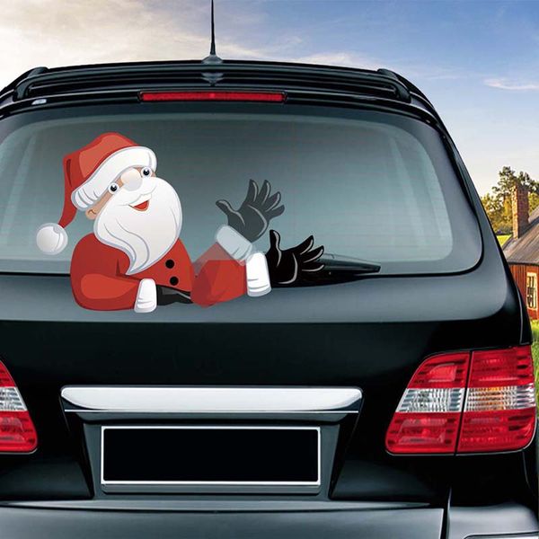 Adesivo tergicristallo posteriore per auto Elfo Babbo Natale Pupazzo di neve Decalcomanie natalizie Car Styling Tergicristallo posteriore Adesivi per auto Decorazione natalizia