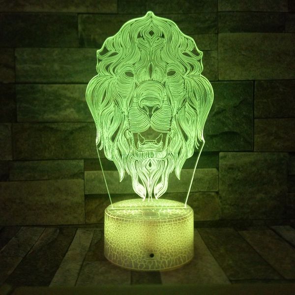 

3d led lion lamp optical illusion 7 colors touch /remote control table desk visual night light lamps gift toys for boy and girl